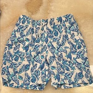 Lilly Pulitzer Blue and White boys swim Shorts